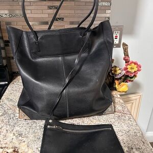 Alexander Wang Prisma black calf, skin leather tote with pouch
